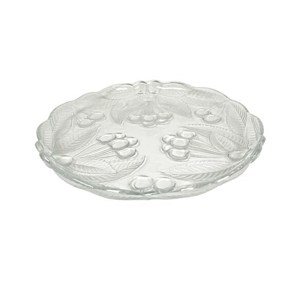 Mikasa Clear Crystal Platter 12" Glass Appetizer Serving Dish Cherries Pattern - Picture 9 of 16